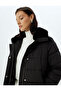 Faux Fur Collared Inflatable Coat, Water Repellent, Hip Length, with Pockets, Zippered