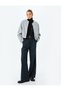 Crop College Bomber Jacket Round Neck Zippered