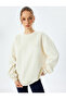 Raised Oversize Crew Neck Long Sleeve Sweatshirt - 3