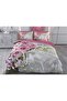 3D Double Duvet Cover Set 6 Pieces Rose with Pearls