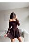 Madonna collar pleated dress - bitter brown - 2