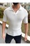 T-Shirt Breathable Anti-Sweat Soft Textured Cotton T-Shirt Polo Collar Slim Fit Tshirt - 5