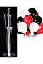 Balloon Land 7-Piece Balloon Stand and 12 Pieces Red, Black and White Balloon Set