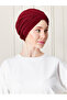 قبعة مخططة عملية مطوية باللون الأحمر الداكن - 2