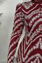 Burgundy Liam Silvery Patterned Evening Dress - 4