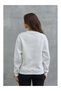 Women's White Soft Textured Teddy Bear Printed 3 Thread Raster Oversize Sweatshirt - 6