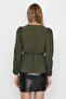 Women's Woven Blouse with Buckle Detail on Waist - 4