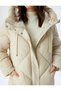 Hooded Long Puffer Coat Quilted Water Repellent with Zipper Pocket - 5