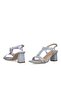 حذاء نسائي صندل فضي بكعب متوسط بدون نعل سميك - 4