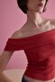 Women's Red Madonna Collar Blouse