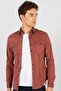 Slim Fit Long Sleeve Casual Denim Men's Burgundy Shirt - 2
