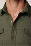 Slim Fit Long Sleeve Sports Collar Washed Double Pocket Dobby Denim Green Men's Shirt - 4