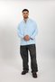 Light Blue Color Oversize Long Sleeve Men's Shirt - 5
