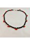 Cherry Model Sand Bead Necklace-Handmade Trend Cherry Necklace-Black Jablonex Sand Bead Cherry Necklace - 5