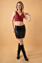 Adjustable Straps with Support, Wide Underwire, Gathered V-Neck, Glittery Women's Bralet Bustier, Burgundy - 4