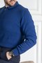 Interview Wraps Zippered Polo Collar 100% Cotton Dark Blue Knitwear Sweater - 3