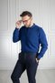 Interview Wraps Zippered Polo Collar 100% Cotton Dark Blue Knitwear Sweater - 6