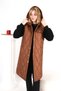 Women's Hooded Long Snap Fastener Inflatable Filling Vest - 3