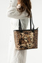 Impolo Ida Leopard Black Printed Women's Shoulder Bag 38X26 Size