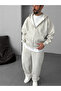 Light Gray Basic Zippered Hooded Sweatshirt Jj-82
