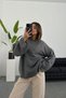 Women Oversize Loose Fitting Pinterest Wide Sleeve Knit Knitwear O-Neck Medium Length Soft Sweater - 3