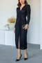 Women's Ruched Detail Glittery Evening Dress NBMY3633