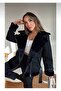 Women's Suede Coat with Rapped Belt Detail
