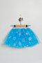 Combed Cotton Lined Silver Glitter Snowflake Printed Ice Blue Tutu Skirt - 2