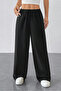 Women's Black High Waist Two Thread Wide Leg Palazzo Sweatpants - 4