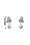 Stylish Butterfly Engagement Henna Wedding Wedding Evening Dress Earrings with Rhinestone Silver Color Pearl Dangle - 3