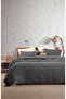 Dark Gray 100% Cotton Waffle Double Bedspread Without Fringe 220X240/2 Pillowcases 50X70Cm