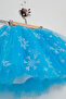 Combed Cotton Lined Silver Glitter Snowflake Printed Ice Blue Tutu Skirt - 3