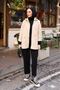Detachable Hooded Short Trench with Folded Sleeve Detail and Striped Interior