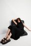 Women's Black Hole Embossed Detail Sleeveless Knitwear Dress - 4