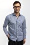 Classic Fit Long Sleeve Thin Striped Cotton Tie Collar Men's Gray Shirt