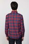 Classic Fit Long Sleeve Buttoned Collar Small Plaids Cotton Claret Red Men's Shirt - 5