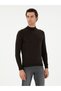 Dark Green Slim Fit Cashmere Silk Blended Quarter Turtleneck Knitwear Sweater 50296503-Vr079