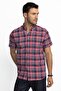 Classic Fit Short Sleeve Plaid Button Collar Men's Shirt - 2