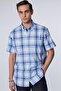 Men's Classic Fit Regular Fit Short Sleeve 100% Cotton Linen Texture Single Pocket Button Lapel Shirt