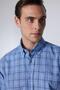 Men's Classic Fit Regular Fit Long Sleeve 100% Cotton Linen Texture Checked Button Collar Shirt - 3