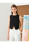 Crop Vest with Front Window Detail and Button - 3
