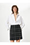 Mini Tweed Skirt with Slit Detail High Waist - 2
