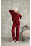 Oversized Zippered Grass Detail Wide Leg Modal Fabric Tracksuit Set - 6