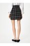 Mini Tweed Skirt with Slit Detail High Waist - 4
