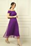Madonna Collar Lined Skirt Chiffon Pleated Dress Slim Fit - 2