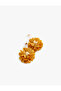 Floral Earrings Large Size Hanging Crochet Detailed - 3