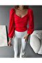 Fashion Show Square Neck Drawstring Detailed Blouse - 3
