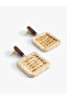Geometric Patterned Straw Earrings - 3