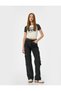 Crew Neck Slim Fit Crop T-Shirt - Color Block and Ribbed - 2