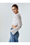 Crochet Crop T-Shirt Long Sleeve Round Neck Openwork